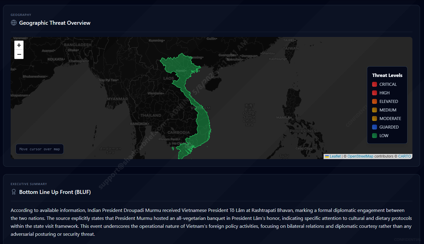 ShadowBrief daily intelligence report interface